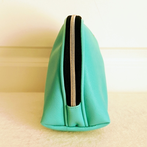 marc tetro Frenchie Large Cosmetic Case Pouch Bag PVC Saffiano Aqua NWT - Picture 7 of 12